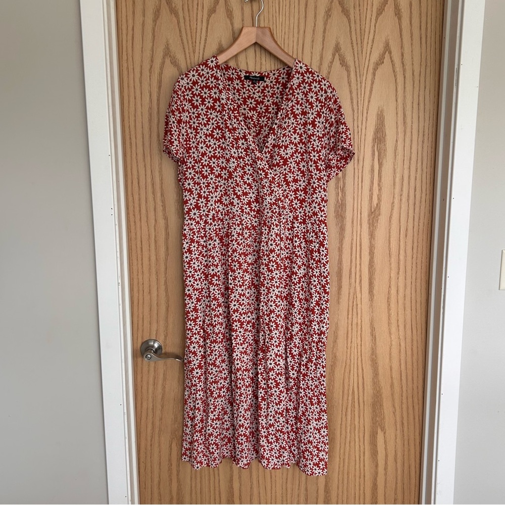 Madewell Red Daisy Print Women’s Midi Dress